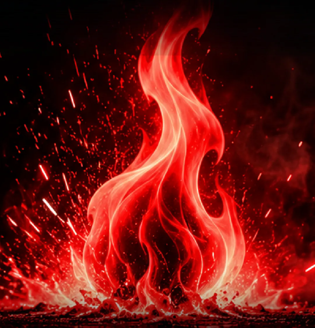 Una fiamma rossa che si accende tra le scintille, simbolo del Metodo Flashpoint